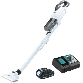 Makita XLC11R1W 18V LXT Lithium-Ion Brushless Cyclonic 4-Speed Cordless Compact Stick Vacuum Kit with Push Button (2 Ah)
