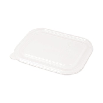 World Centric CTLCS3 8.8 in. x 6.9 in. x 0.8 in. Plastic PLA Lids for Fiber Containers - Clear (400/Carton)