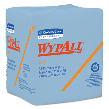 WypAll L40 1/4 Fold 12.5 in. x 12 in. Wiper - Blue (56/Box, 12 Boxes/Carton)