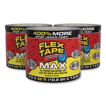 Flex Seal Products MAX 4 in. x 25 ft. 39 mils Thick 4 in. Core Strong Rubberized Waterproof Tape - Black (3/Carton)