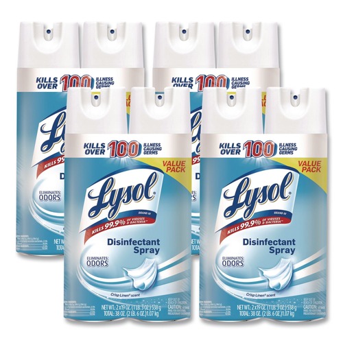 Cleaning & Janitorial Supplies | LYSOL Brand 19200-99608 19 oz. Aerosol Spray Disinfectant Spray - Crisp Linen (4/Carton) image number 0