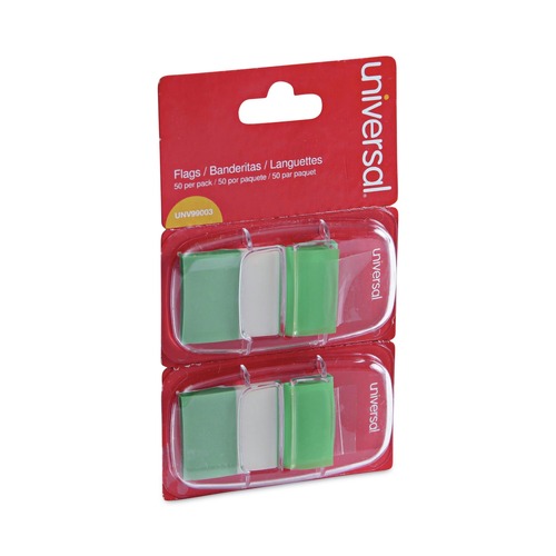 Office Jansan | Universal UNV99003 Page Flags - Green (50 Flags/Dispenser, 2 Dispensers/Pack) image number 0