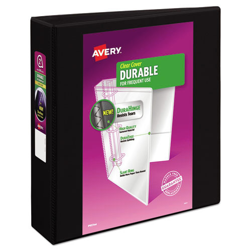 Office Jansan | Avery 17031 2 in. Capacity 11 x 8.5 Durable View Binder with DuraHinge and 3 Slant Rings - Black image number 0