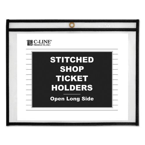  | C-Line 49911 Stitched Sides 11 in. x 8.5 in. 50-Sheet Capacity Shop Ticket Holders - Clear (25/Box) image number 0
