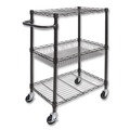 Office Jansan | Alera ALESW342416BA 28 in. x 16 in. x 39 in. 500-lbs. Capacity 3-Tier Wire Rolling Cart - Black Anthracite image number 0