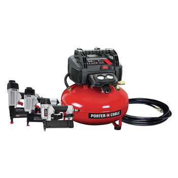  | Porter-Cable PCFP3KIT 3-Piece Nailer and 0.8 HP 6 Gallon Oil-Free Pancake Air Compressor Combo Kit