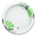 Cutlery | Dixie UX9WS Pathways Soak-Proof Shield WiseSize 8.5 in. Paper Plates - Green/Burgundy (125/Pack) image number 1