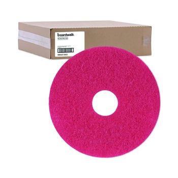 Boardwalk 13 in. Diameter Buffing Floor Pads - Red (5/Carton)