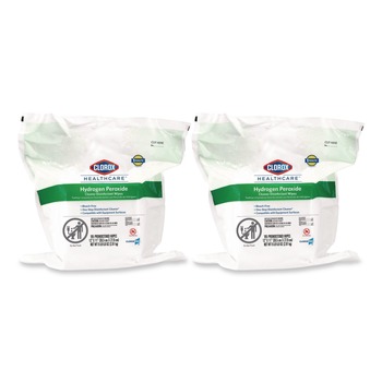 Clorox Healthcare 12 in. x 11 in. Hydrogen Peroxide Cleaner Disinfectant Wipes - Unscented White (2/Carton)