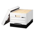 Office Jansan | Bankers Box 00724 12.75 in. x 16.5 in. x 10.38 in. R-KIVE Heavy-Duty Storage Boxes for Letter/Legal Files - White/Black (12/Carton) image number 0