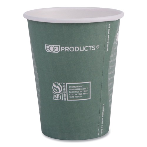 Cups and Lids | Eco-Products EP-BHC12-WAPK World Art 12 oz. Renewable and Compostable Hot Cups - Gray (50/Pack) image number 0
