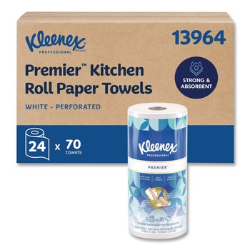 Kleenex 13964 11 in. x 10.4 in. Premiere Kitchen Roll Towels - White (24-Rolls/Carton)