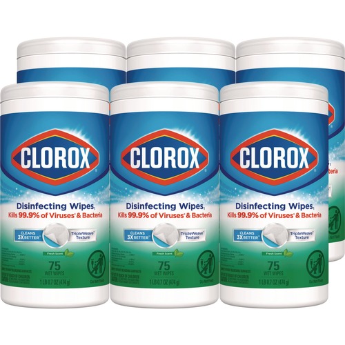 Cleaning & Janitorial Supplies | Clorox 01656 7 in. x 8 in. 1-Ply Disinfecting Wipes - Fresh Scent, White (450/Carton) image number 0