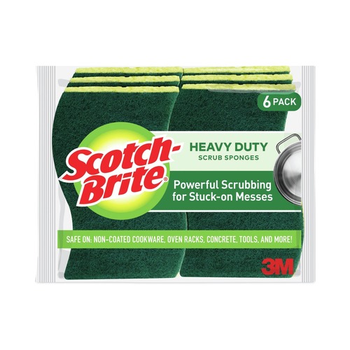 Bulk Savings Pricing 2 | Scotch-Brite 426 4.5 in. x 2.7 in. 0.6 in. Thick Heavy-Duty Scrub Sponge - Yellow/Green (6/Pack) image number 0