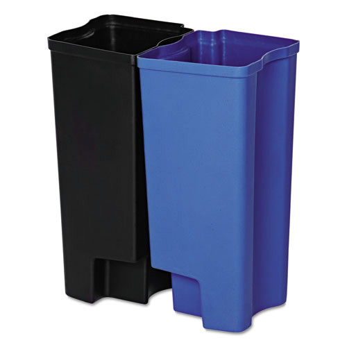 Trash Bags | Rubbermaid 1902007 Step-On Rigid 8-Gallon Plastic Dual Liner for Stainless End Step - Black/Blue image number 0