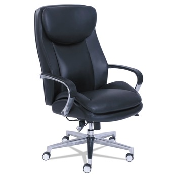 La-Z-Boy Commercial 2000 Big/tall Executive Chair, Lumbar, Supports 400 Lb, 20.25-in To 23.25-in Seat Height, Black Seat/back, Silver Base