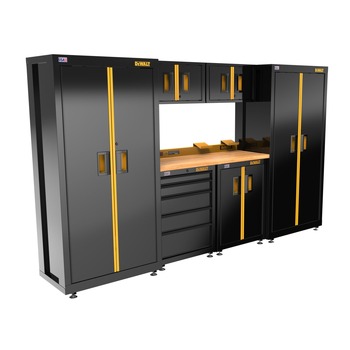CABINETS | Dewalt DWST27501 7-Piece 126 in. Welded Storage Suite with 2-Door and 5-Drawer Base Cabinets and Wood Top