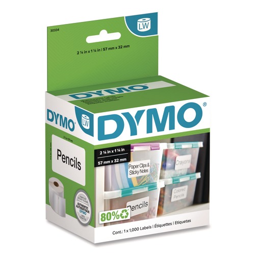 Office Jansan | DYMO 30334 LabelWriter 1.25 in. x 2.25 in. Address Labels - White (1000 Labels/Pack) image number 0