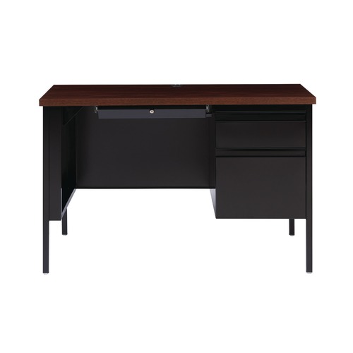 Office Desks & Workstations | Alera 25956 45.5 in. x 24 in. x 29.5 in. Single Pedestal Steel Desk - Mocha/Black/Black Legs image number 0