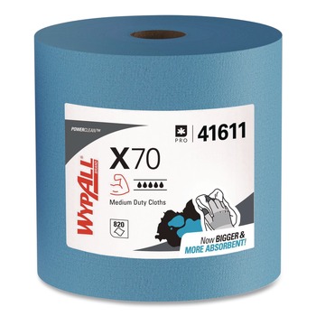 WypAll X70 12.4 in. x 12.2 in. Cloths - Jumbo, White (870/Roll, 1 Roll/Carton)