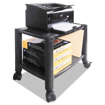 Kantek 20 in. x 13.25 in. x 14.13 in. 60 lbs. Capacity 2 Shelves Plastic Height-Adjustable Under-Desk Printer Cart - Black