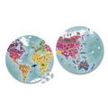 Office & Office Supplies | Janod J02655 Ages 7 Years and Up Round Double-Sided Planet Suitcase Cardboard Puzzle - Blue image number 0