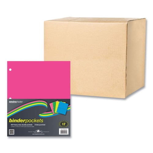 Binders | Roaring Spring 50725 9 in. W x 11 in. H Binder Pocket - Assorted Colors (12/Carton) image number 0