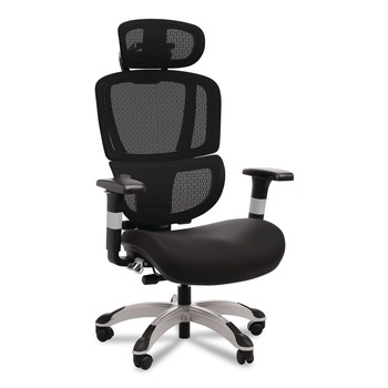Alera Minverva Pro Multifunction Chair, Supports Up to 275 lb, 17.7-in to 21.4-in Seat Height, Black Seat, Black Back, Black Base