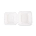  | Boardwalk HL-66BW 6 in. x 6 in. x 3.19 in. 1-Compartment Hinged-Lid Sugarcane Bagasse Food Containers - White (125/Sleeve, 4 Sleeves/Carton) image number 2
