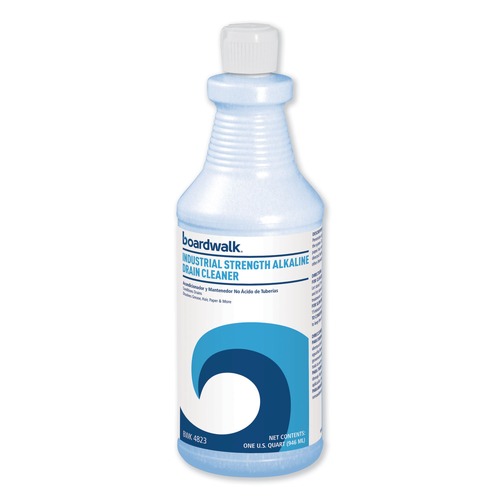 Cleaners & Chemicals | Boardwalk BWK 4823EA 32 oz Bottle Unscented Industrial Strength Alkaline Drain Cleaner image number 0