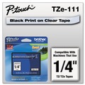 Bulk Savings Pricing 2 | Brother P-Touch TZE111 0.23 in. x 26.2 ft. TZe Standard Adhesive Laminated Labeling Tape - Black on Clear image number 0