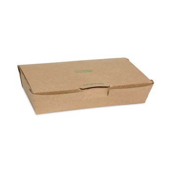 Pactiv Corp. 9 in. x 4.85 in. x 2 in. EarthChoice Tamper Evident OneBox Paper Box - Kraft (100/Carton)