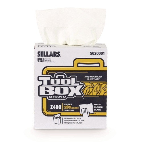 Cleaning & Disinfecting Wipes | Sellars 660708502000 1-Ply 8.5 x 16.5 Z400 Interfold Pop-Up Wipers - White (8/Carton) image number 0