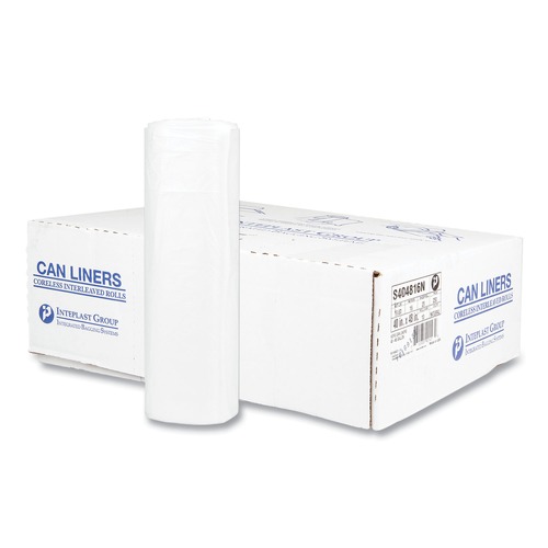 Trash Bags | Inteplast Group S404816N 45 gal. 16 microns 40 in. x 48 in. High-Density Interleaved Commercial Can Liners - Clear (25 Bags/Roll, 10 Rolls/Carton) image number 0