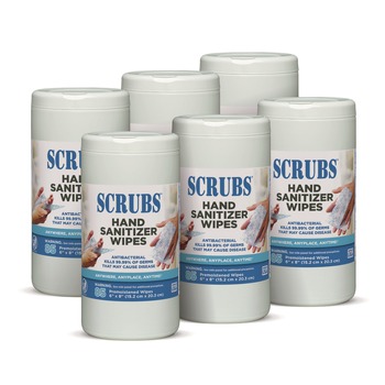 SCRUBS 90985 85/Can 6 Cans/Carton 6 x 8 Hand Sanitizer Wipes