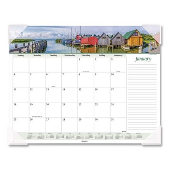 AT-A-GLANCE 12-Month: Jan 2026 to Dec 2026 22 in. x 17 in. Seascape Panoramic Desk Pad - White Sheets, Clear Corners