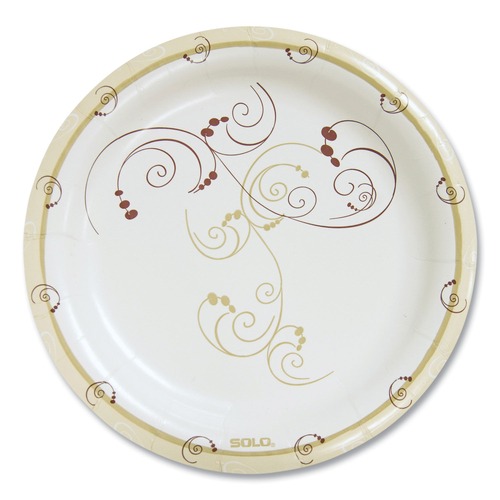 Food Service | SOLO MP9R-J8001 8.5 in. diameter Mediumweight Symphony Paper Dinnerware Plate - Tan (125/Pack) image number 0