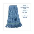 Mops | Boardwalk BWK502BLNBCT 1 in. Headband Cotton/Synthetic Fiber Super Loop Wet Mop Head - Medium, Blue (12/Carton) image number 4