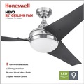Ceiling Fans | Honeywell 51803-45 52 in. Remote Control Contemporary Indoor LED Ceiling Fan with Light - Brushed Nickel image number 2