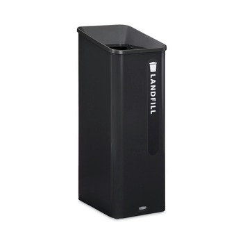Rubbermaid Commercial Sustain 15 gal Metal/Plastic Decorative Refuse with Recycling Lid - Black