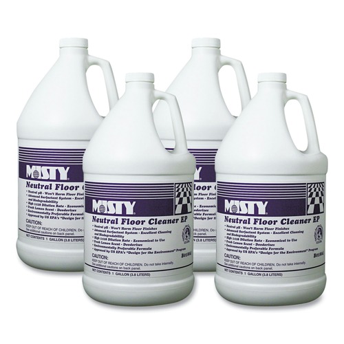 Cleaning & Janitorial Supplies | Misty 1033704 1 Gallon Bottle Lemon Scent Neutral Floor Cleaner (4/Carton) image number 0