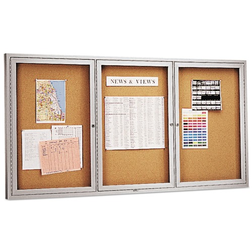  | Quartet 2366 Enclosed Bulletin Board, Natural Cork/fiberboard, 72 X 36, Silver Aluminum Frame image number 0