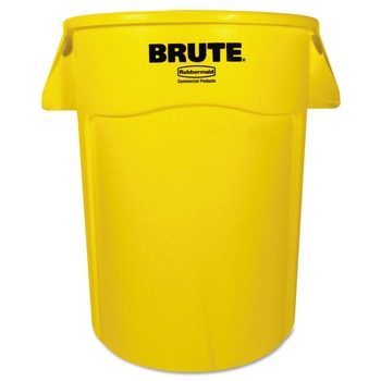 Rubbermaid Commercial FG264360YEL Brute Vented Trash Receptacle, Round, 44 Gal, Yellow