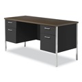 Office Desks & Workstations | Alera ALESD6024BM 60 in. x 24 in. x 29.5 in. Double Pedestal Steel Credenza Desk - Mocha/Black image number 1