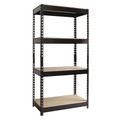 Office Filing Cabinets & Shelves | Alera 26109 30 in. x 16 in. x 60 in. 4-Shelf Steel Shelving Unit with Particleboard Shelves - Black image number 0