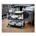  | Rubbermaid Commercial FG342488BLA 18-5/8 in. x 33-5/8 in. x 37-3/4 in. Three-Shelf Economy Plastic Cart - Black image number 4