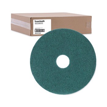 Boardwalk 16 in. Diameter Heavy-Duty Scrubbing Floor Pads - Green (5/Carton)