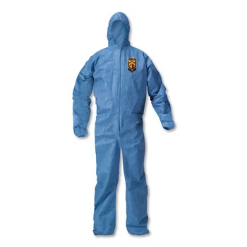Ansell KCC 58513 A20 Elastic Back Wrist/Ankle Hooded Coveralls - Large Blue (24/Carton)