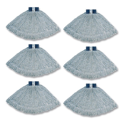 Mops | Rubbermaid Commercial FGD51306WH00 Super Stitch 1 in. Blue Headband Cotton/Synthetic Finish Mops - Large White (6/Carton) image number 0