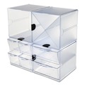  | Deflecto 350301 6 in. x 7.2 in. x 6 in. 4 Compartments 4 Drawers Stackable Plastic Cube Organizer - Clear image number 4